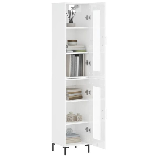 vidaXL Highboard h&oslash;yglans hvit 34,5x34x180 cm konstruert tre