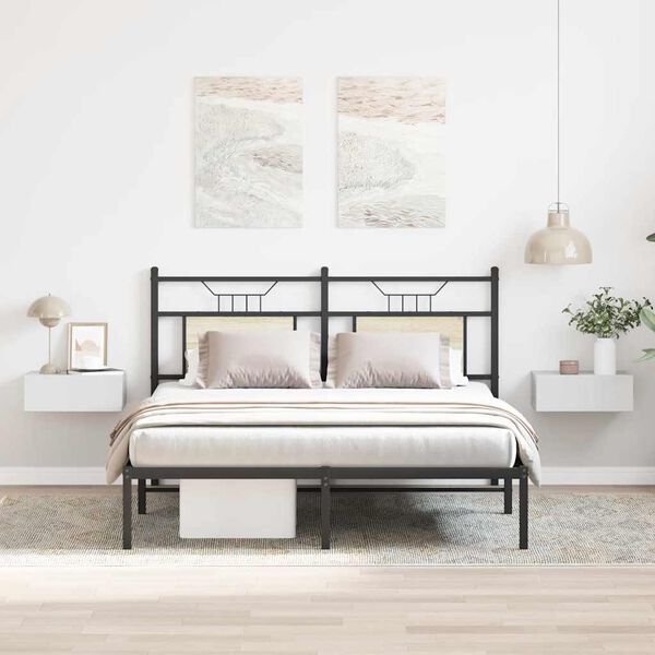 vidaXL Flytende nattbord 2 stk høyglans hvit 40x30x15cm konstruert tre