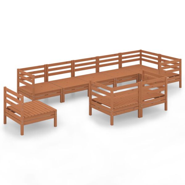 vidaXL Hagesofagruppe 9 deler heltre furu honningbrun