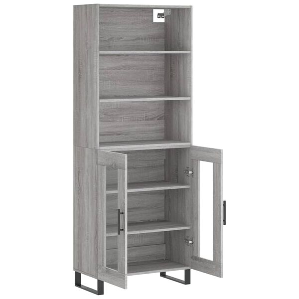 vidaXL Highboard gr&aring; sonoma 69,5x34x180 cm konstruert tre