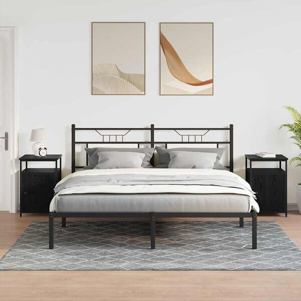 vidaXL Nattbordskap Svart eik Konstruert tre