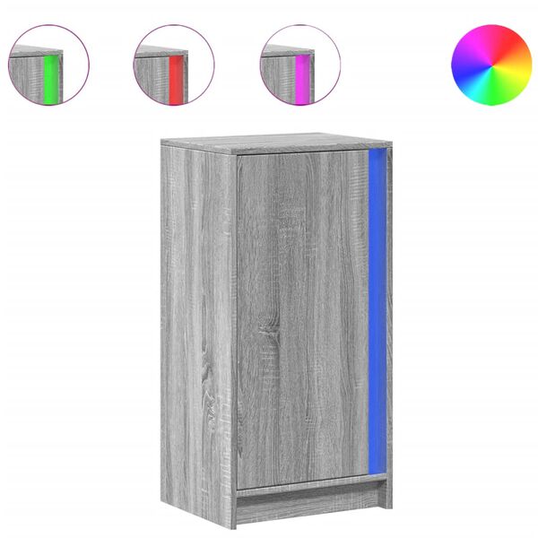 vidaXL Skjenk med LED gr&aring; sonoma 42,5x34x85 cm konstruert tre