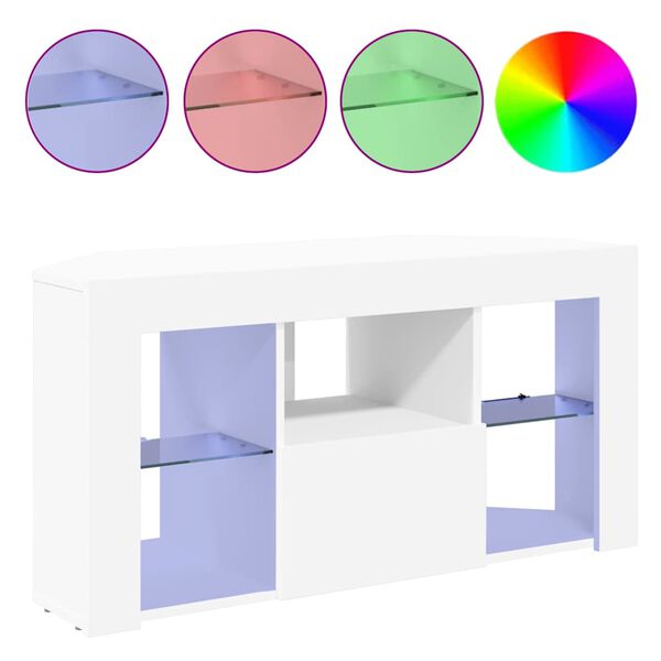 vidaXL Hjørne LED TV-skap Hvit 100 x 40 x 50 cm Konstruert tre