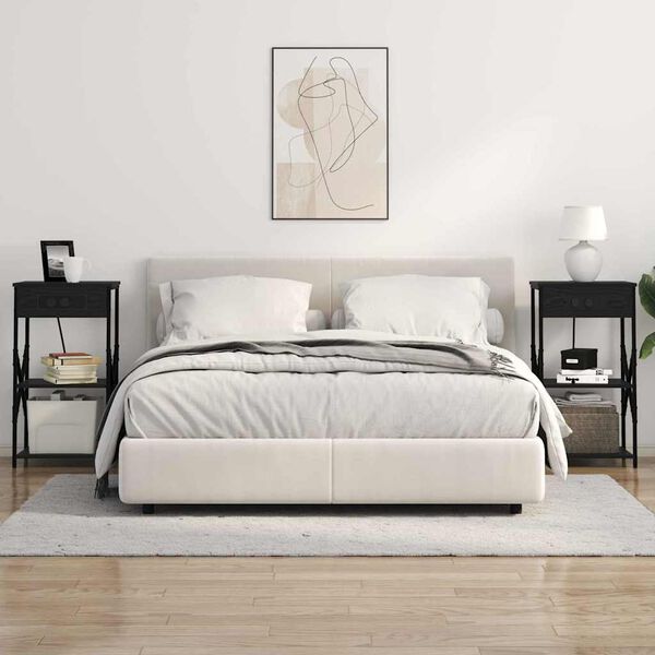 vidaXL Nattbordskap med hylle Svart Eik 41 x 31 x 76 cm Konstruert tre