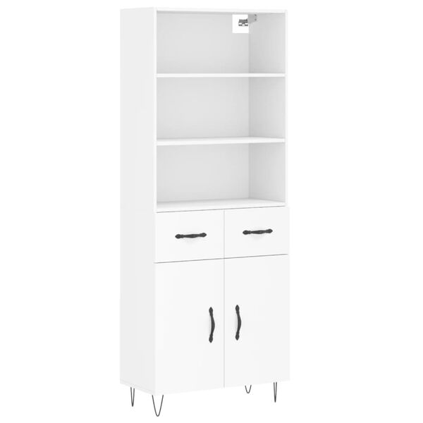 vidaXL Highboard hvit 69,5x34x180 cm konstruert tre