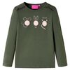 T-skjorte for barn med lange ermer kaki 104