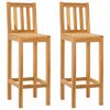 vidaXL Barstol 2 pcs Brun Massivt Teaktre