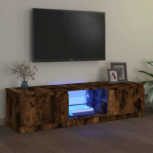 vidaXL TV-benk med LED røkt eik 140x40x36 cm