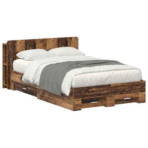 vidaXL Sengeramme med oppbevaring Gammelt tre 120 x 190 cm