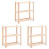 vidaXL Lagringshyller 3 etasjer 3 stk 80x38x90cm heltre furu 150kg
