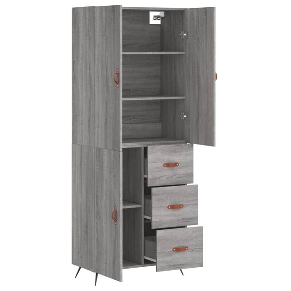 vidaXL Highboard gr&aring; sonoma 69,5x34x180 cm konstruert tre