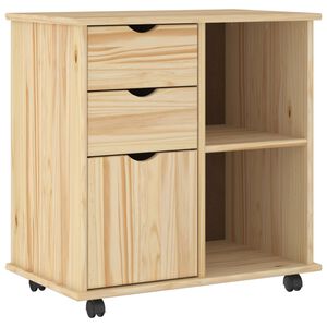 vidaXL Rullende skap med hjul Brun 63,5 x 39 x 65,5 cm Massiv furu