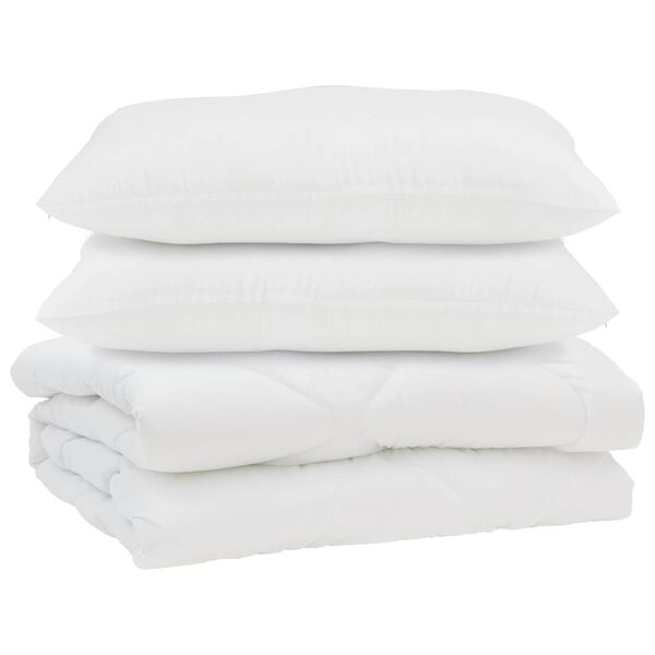 vidaXL Dyne med pute 3 pcs Hvit Mikrofiber