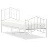 vidaXL Sengeramme i metall med hode- og fotgavl hvit 75x190 cm