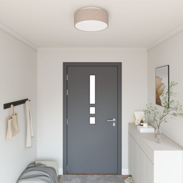 vidaXL Taklampe med s&oslash;kelys Gr&aring;brun 38 x 38 x 13,5 cm stoff