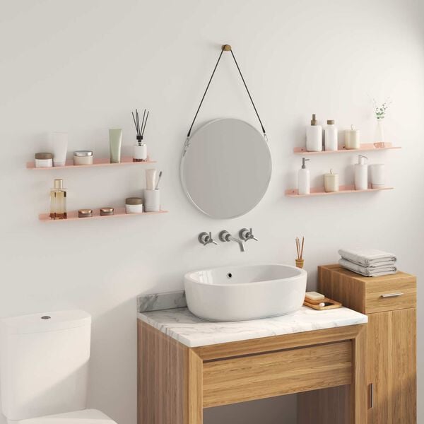 vidaXL Flytende hylle Veggmontert 4 pcs Rosa 60 x 8,5 x 2,5 cm St&aring;l