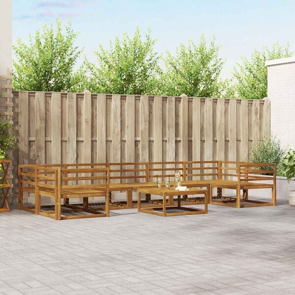 vidaXL Utend&oslash;rs sofa-sett 8 pcs Naturlig Solid akasietre