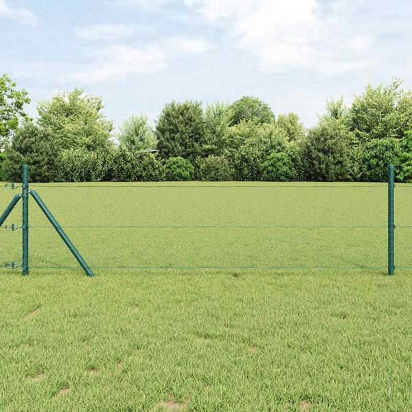 vidaXL Gjerdep&aring;le gr&oslash;nn 10 x 0,8 m (13 mm mesh) St&aring;l og PVC