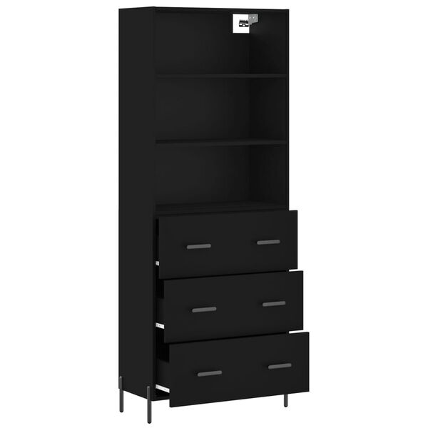 vidaXL Highboard svart 69,5x34x180 cm konstruert tre