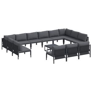 vidaXL Hagesofa Set 14 stk. Svart St&aring;l