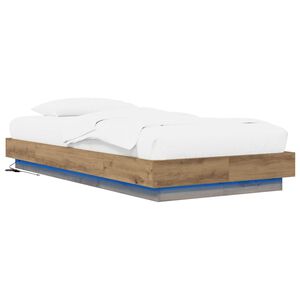 vidaXL Sengestativ med LED Artisan eik 80 x 200 cm Konstruert tre