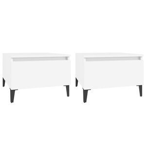 vidaXL Sidebord 2 stk hvit 50x46x35 cm konstruert tre