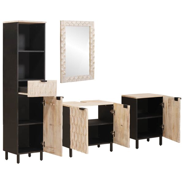 vidaXL Badev&aelig;relses Sett 4 pcs Hvit Vask Finish Massiv mango tre