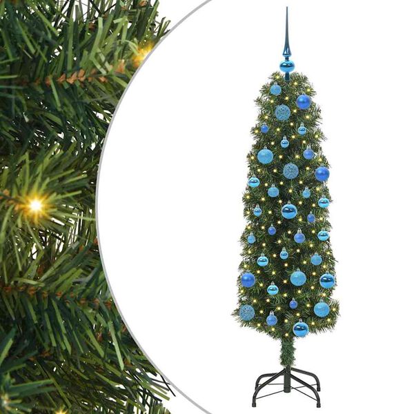 vidaXL Kunstig juletre med 150 LED grønn 150 cm PVC og stål og plast