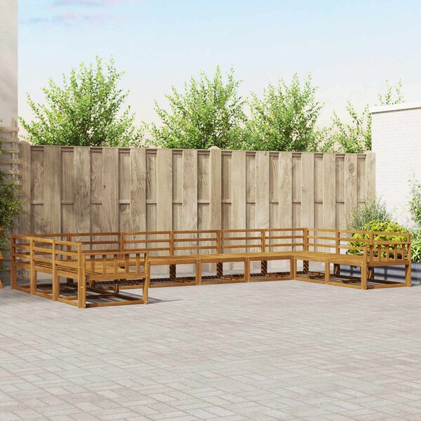 vidaXL Utend&oslash;rs sofa-sett 10 pcs Naturlig Solid akasietre