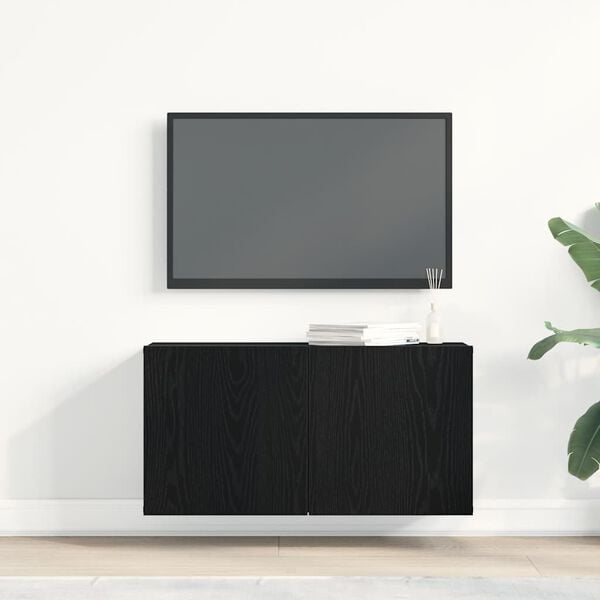 vidaXL TV-skap svart eik 80x30x41 cm konstruert tre