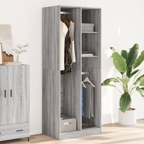 vidaXL Garderobe grå sonoma 80x50x200 cm konstruert tre