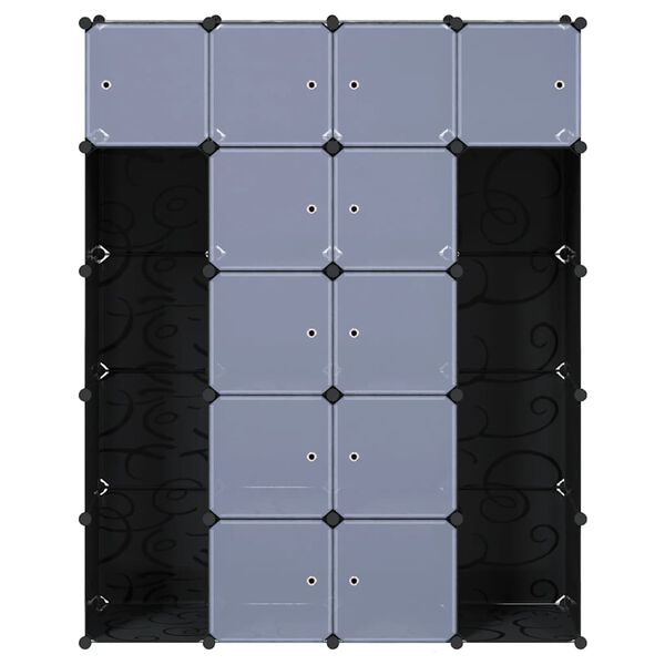 vidaXL Modul&aelig;rt skap med 14 deler svart og hvitt 37 x 146 x 180,5 cm