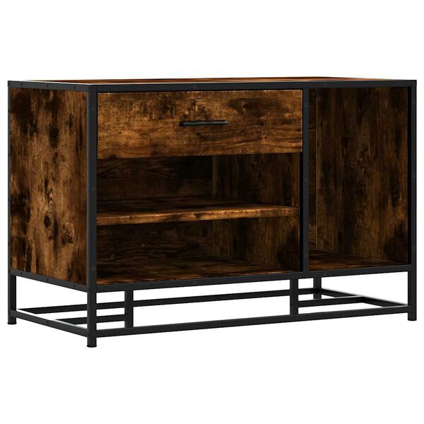 vidaXL Skobenk røkt eik 80x40x53,5 cm konstruert tre og metall