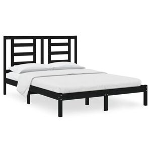 vidaXL Sengeramme svart heltre furu 140x190 cm