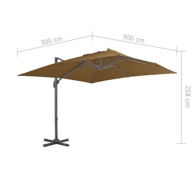 vidaXL Utendørs parasoll med bærbar base gråbrun