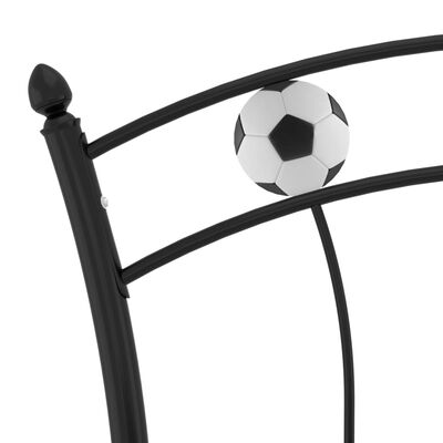 vidaXL Sengeramme med fotballdesign svart metall 90x200 cm