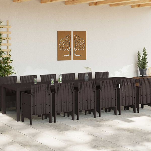 vidaXL Hage Spisegruppe 13 pcs Brun Polt rattan