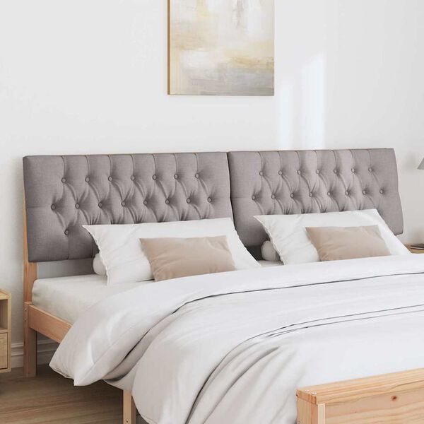 vidaXL Polstret sengegavl Gr&aring;brun 200 cm Massiv furu