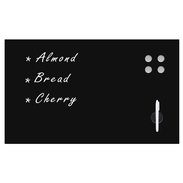 vidaXL Veggmontert magnetisk tavle glass svart 100x60 cm