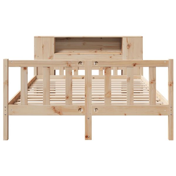 vidaXL Seng med bokhylle uten madrass 120x190 cm heltre furu