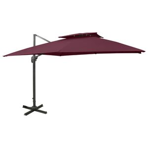vidaXL Hengende hageparasoll med dobbel topp 300x300 cm vinr&oslash;d