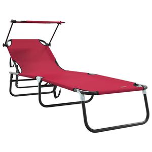 vidaXL Sammenleggbar solstol R&oslash;d 190 x 57 x 81 cm oxford