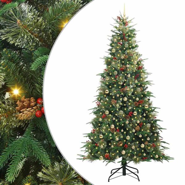 vidaXL Kunstig sammensatt juletre med 300 LED gr&oslash;nn 240 cm PE og PVC