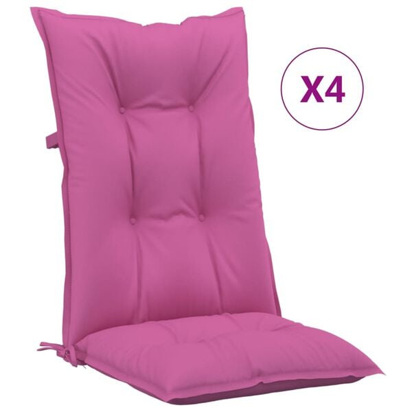 vidaXL Stolputer h&oslash;y ryggst&oslash;tte 4 stk rosa 120x50x7 cm stoff