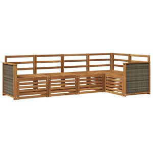 vidaXL Seksjonssofa Sett 4 pcs Naturlig Solid akasietre