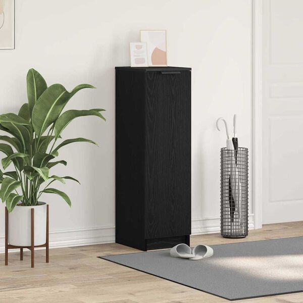 vidaXL Sko Skap med hylle Svart Eik 29,5 x 35 x 101 cm Konstruert tre