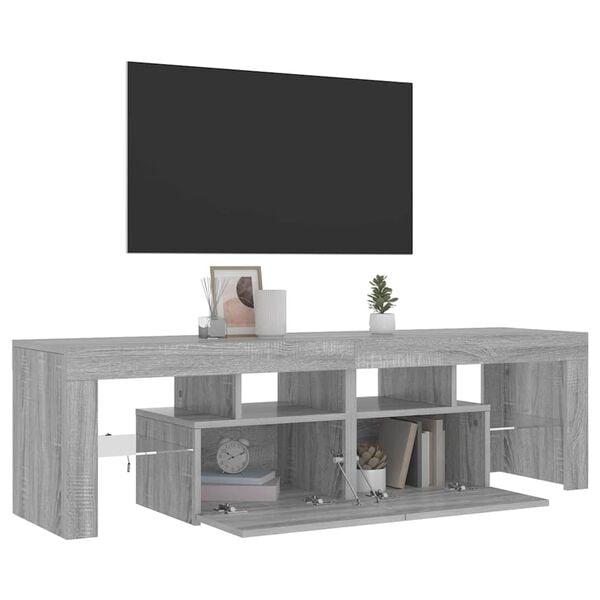 vidaXL TV-benk med LED gr&aring; sonoma 140x36,5x40 cm
