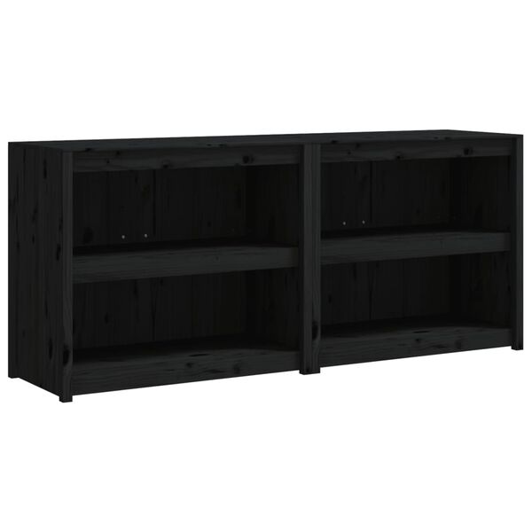 vidaXL Utekj&oslash;kkenskap 2 stk svart heltre furu