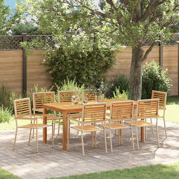 vidaXL Hage Spisegruppe 9 pcs Beige Poly rattan