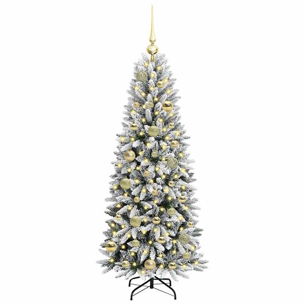 vidaXL Kunstig juletre med 150 LED Hvit 120 cm PVC, plast, st&aring;l og PE
